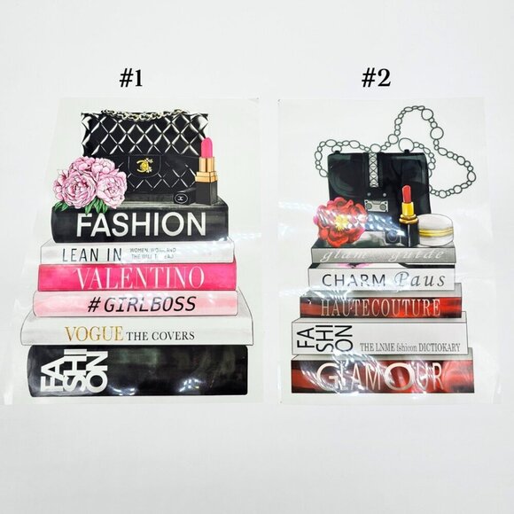 Custom Canvas Tote Bag, Large Size - Fashion Books Theme, Cream Tote - Picture 2 of 15